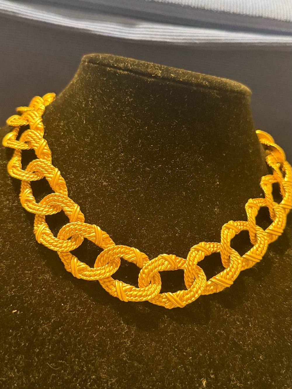 Vintage Anne Klein Gold Tone Textured Rope Link Necklace & Bracelet Set 80s 90s